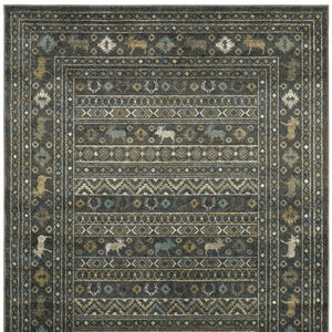 Homeroots 4' Blue Southwestern Area Rug - Stylish, Stain Resistant Design Perfect For Homes With Kids & Pets 10' X 13' Polypropylene 576540