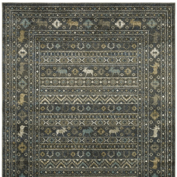 Homeroots 4' Blue Southwestern Area Rug - Stylish, Stain Resistant Design Perfect For Homes With Kids & Pets 10' X 13' Polypropylene 576540