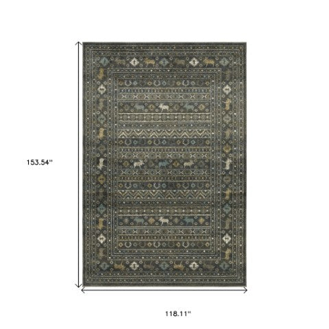 Homeroots 4' Blue Southwestern Area Rug - Stylish, Stain Resistant Design Perfect For Homes With Kids & Pets 10' X 13' Polypropylene 576540