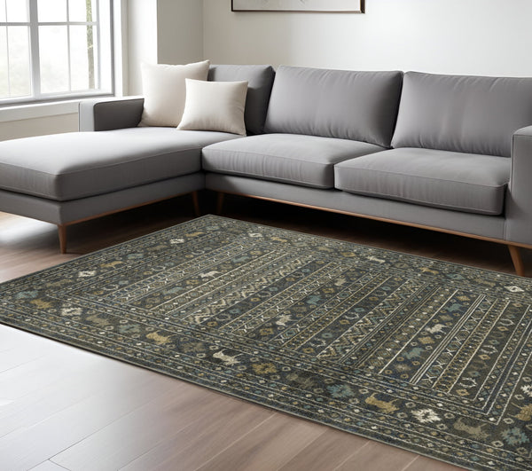 Homeroots 4' Blue Southwestern Area Rug - Stylish, Stain Resistant Design Perfect For Homes With Kids & Pets 10' X 13' Polypropylene 576540