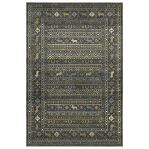 HomeRoots 4' Blue and Gold Southwestern Area Rug – Stylish, Durable, and Stain-Resistant for Any Space 10' X 13' 576540