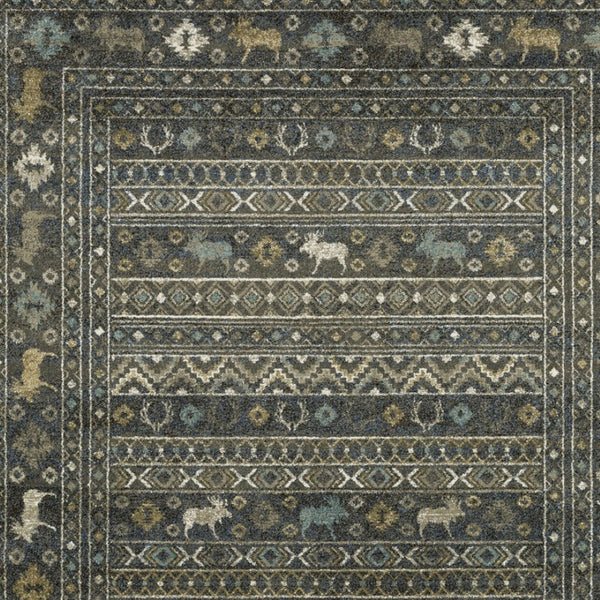 Homeroots 4' Blue Southwestern Area Rug - Stylish, Stain Resistant Design Perfect For Homes With Kids & Pets 10' X 13' Polypropylene 576540