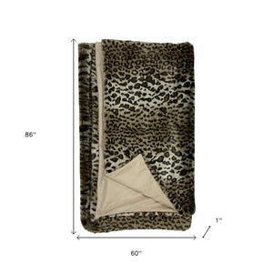 HomeRoots 60" Leopard Faux Fur Throw Blanket - Luxurious Brown & Dark Brown Design for Cozy Elegance at Home 576541