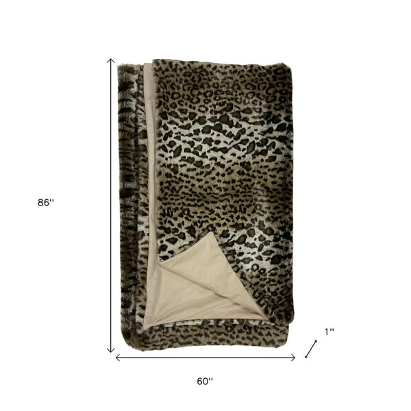 HomeRoots 60" Leopard Faux Fur Throw Blanket - Luxurious Brown & Dark Brown Design for Cozy Elegance at Home 576541