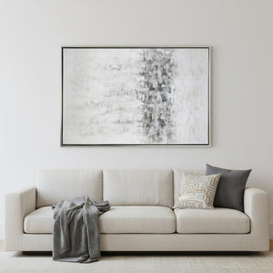 HomeRoots Winter Hand-Painted Storm Canvas Art in Silver Floater Frame - Bold, Gallery-Ready Décor Piece 576552