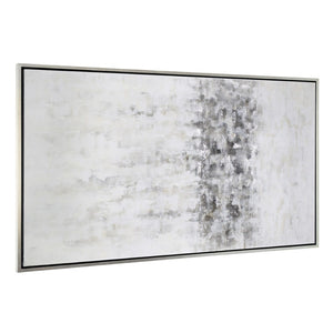 HomeRoots Winter Hand-Painted Storm Canvas Art in Silver Floater Frame - Bold, Gallery-Ready Décor Piece 576552