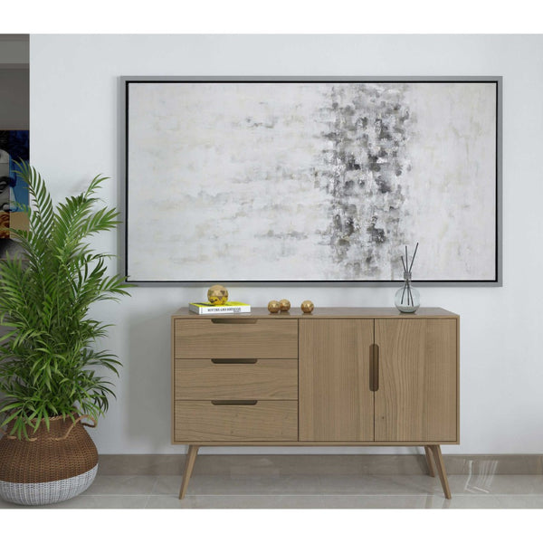 HomeRoots Winter Hand-Painted Storm Canvas Art in Silver Floater Frame - Bold, Gallery-Ready Décor Piece 576552
