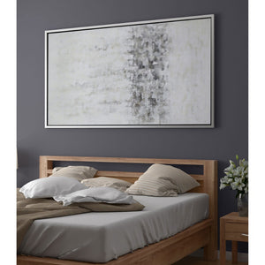 HomeRoots Winter Hand-Painted Storm Canvas Art in Silver Floater Frame - Bold, Gallery-Ready Décor Piece 576552