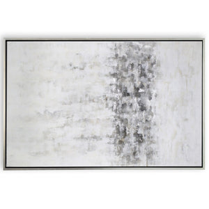HomeRoots Winter Hand-Painted Storm Canvas Art in Silver Floater Frame - Bold, Gallery-Ready Décor Piece 576552