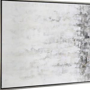 HomeRoots Winter Hand-Painted Storm Canvas Art in Silver Floater Frame - Bold, Gallery-Ready Décor Piece 576552