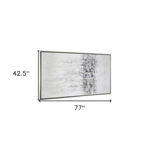 HomeRoots Winter Hand-Painted Storm Canvas Art in Silver Floater Frame - Bold, Gallery-Ready Décor Piece 576552