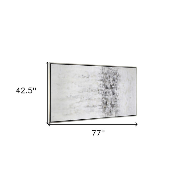 HomeRoots Winter Hand-Painted Storm Canvas Art in Silver Floater Frame - Bold, Gallery-Ready Décor Piece 576552
