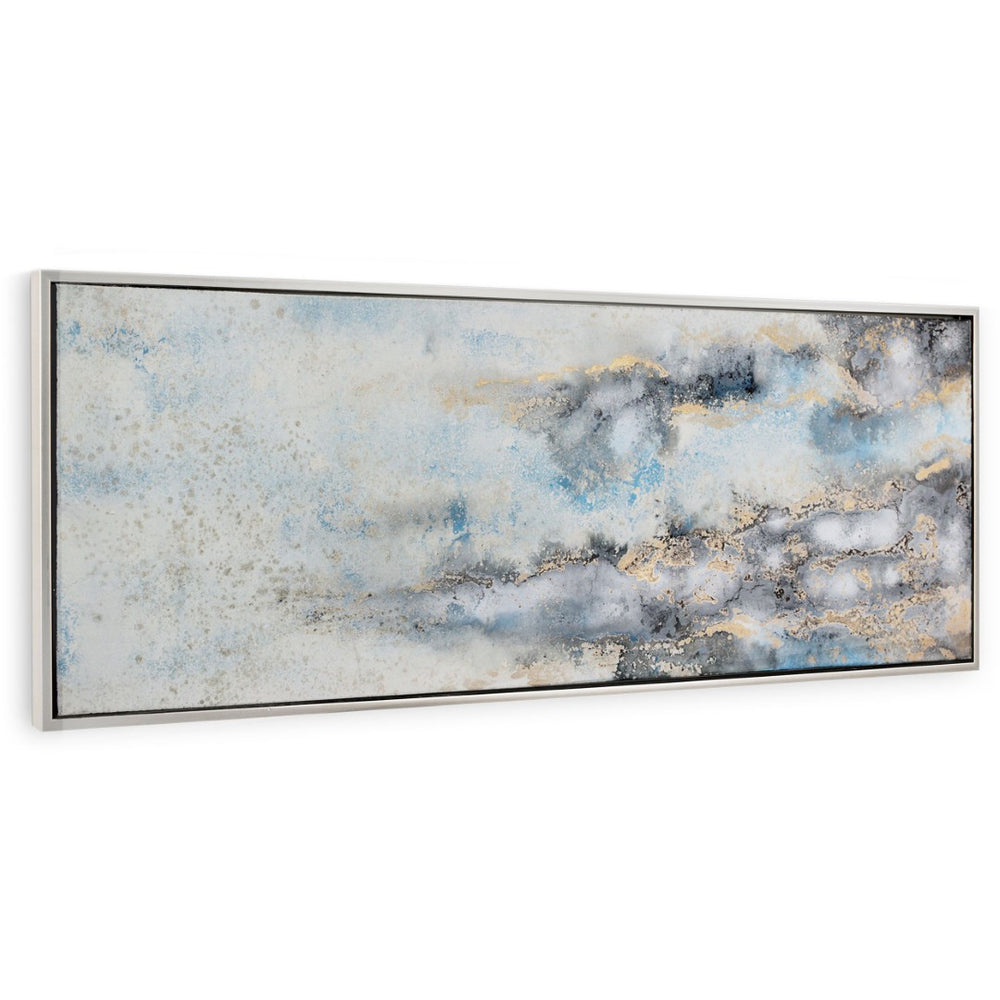 HomeRoots Subtle Silver Floater Frame Painting - Hand-Painted Canvas Wall Art for Modern Home Decor Elegance 576553