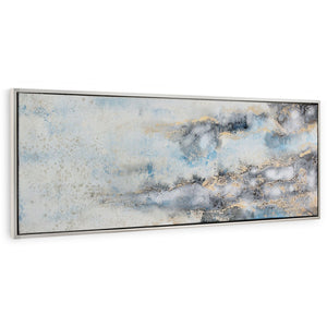HomeRoots Subtle Silver Floater Frame Painting - Hand-Painted Canvas Wall Art for Modern Home Decor Elegance 576553