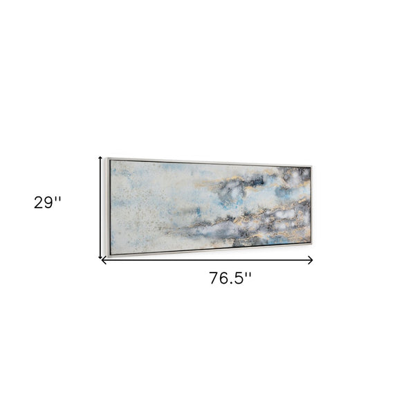 HomeRoots Subtle Silver Floater Frame Painting - Hand-Painted Canvas Wall Art for Modern Home Decor Elegance 576553