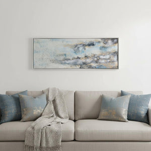 HomeRoots Subtle Silver Floater Frame Painting - Hand-Painted Canvas Wall Art for Modern Home Decor Elegance 576553