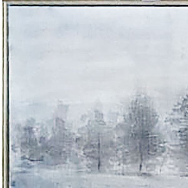 HomeRoots Trees at Dusk Hand-Painted Canvas Art in Silver Floater Frame – Serene Wall Décor for Any Room 576556