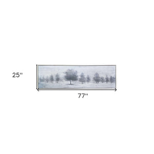 HomeRoots Trees at Dusk Hand-Painted Canvas Art in Silver Floater Frame – Serene Wall Décor for Any Room 576556