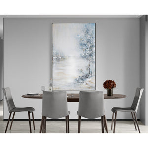 HomeRoots Blue Meadow Hand-Painted Canvas Wall Art in Silver Floater Frame - Contemporary Home Décor Accent 576557