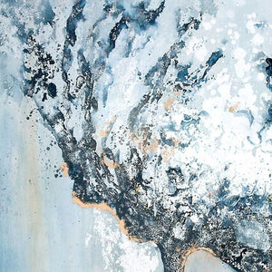 HomeRoots Efflorescence, Hand-Painted Canvas Art in Silver Floater Frame - Unique Textured Wall Décor Piece 576558