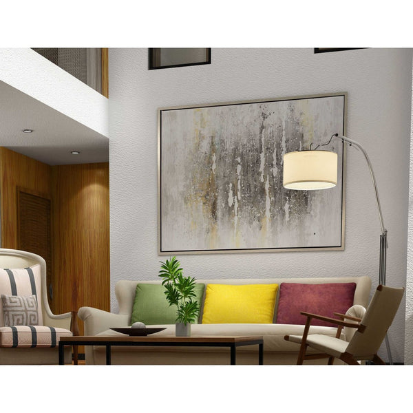 HomeRoots Feedback Hand-Painted Silver Floater Frame Art - Bold Canvas Wall Decor for Modern Interiors 576560