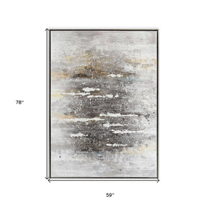 HomeRoots Feedback Hand-Painted Silver Floater Frame Art - Bold Canvas Wall Decor for Modern Interiors 576560