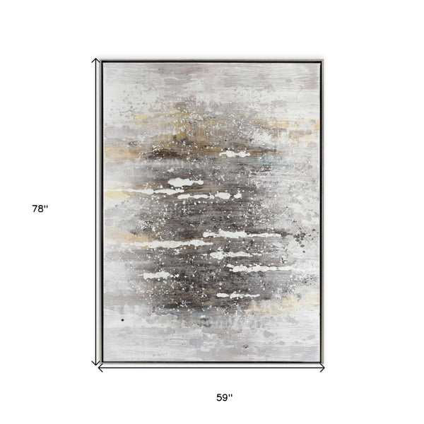 HomeRoots Feedback Hand-Painted Silver Floater Frame Art - Bold Canvas Wall Decor for Modern Interiors 576560
