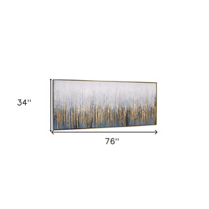 HomeRoots Modern Abstract Lines Hand-Painted Black and Gold Wall Art in Luxurious Floater Frame, 34x76" 576561