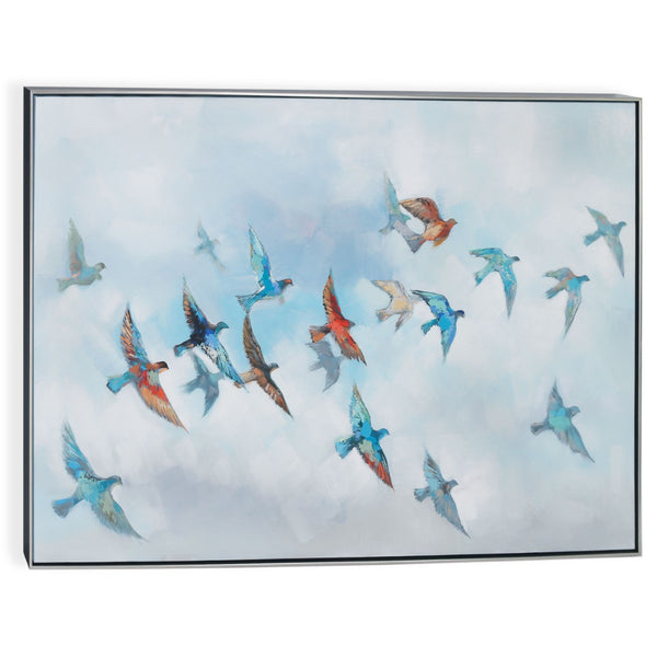 HomeRoots Journey Hand-Painted Canvas Art in Silver Floater Frame - Contemporary Wall Décor for Any Space 576562