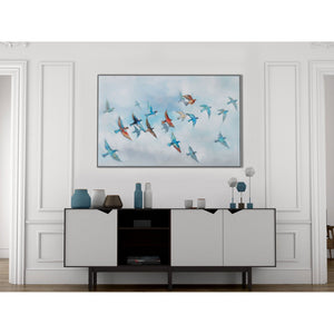 HomeRoots Journey Hand-Painted Canvas Art in Silver Floater Frame - Contemporary Wall Décor for Any Space 576562