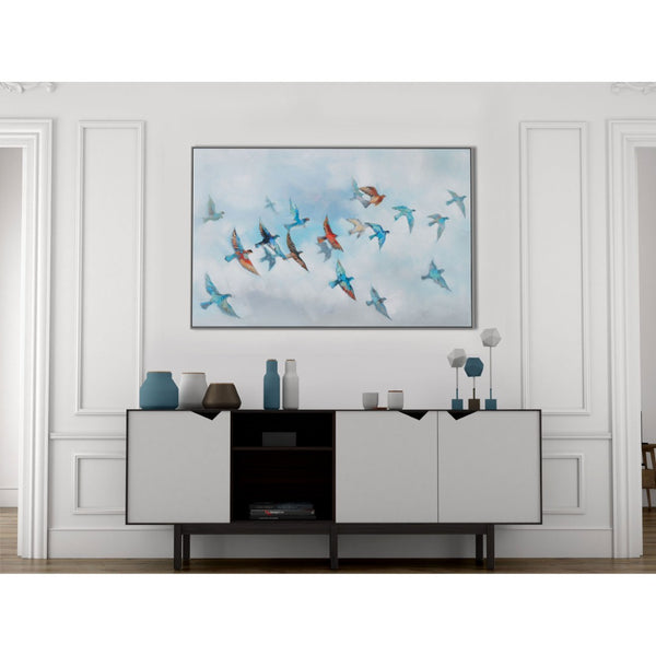 HomeRoots Journey Hand-Painted Canvas Art in Silver Floater Frame - Contemporary Wall Décor for Any Space 576562