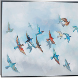 HomeRoots Journey Hand-Painted Canvas Art in Silver Floater Frame - Contemporary Wall Décor for Any Space 576562