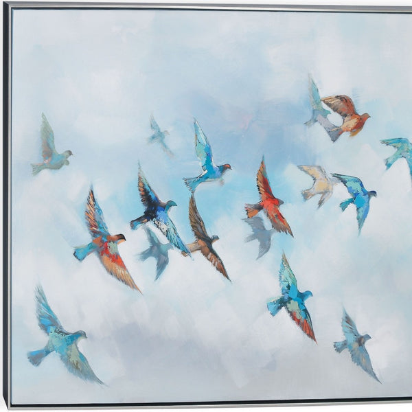 HomeRoots Journey Hand-Painted Canvas Art in Silver Floater Frame - Contemporary Wall Décor for Any Space 576562