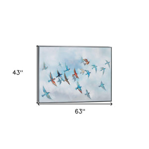 HomeRoots Journey Hand-Painted Canvas Art in Silver Floater Frame - Contemporary Wall Décor for Any Space 576562