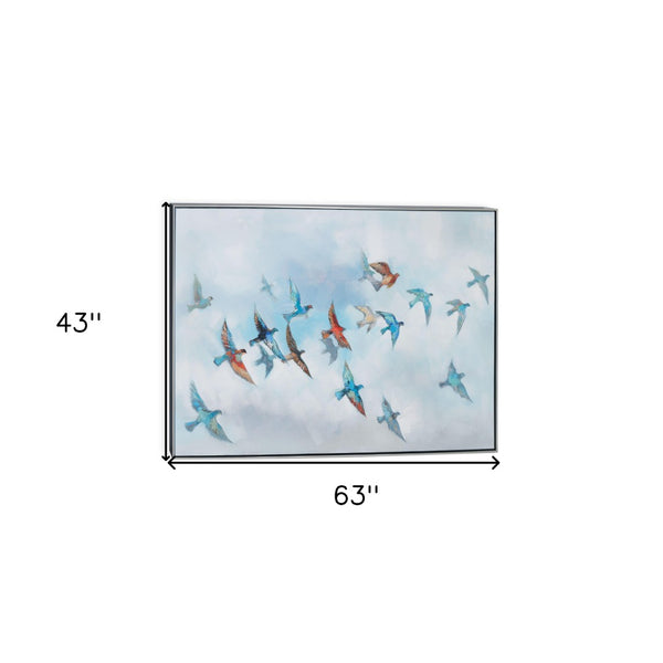 HomeRoots Journey Hand-Painted Canvas Art in Silver Floater Frame - Contemporary Wall Décor for Any Space 576562
