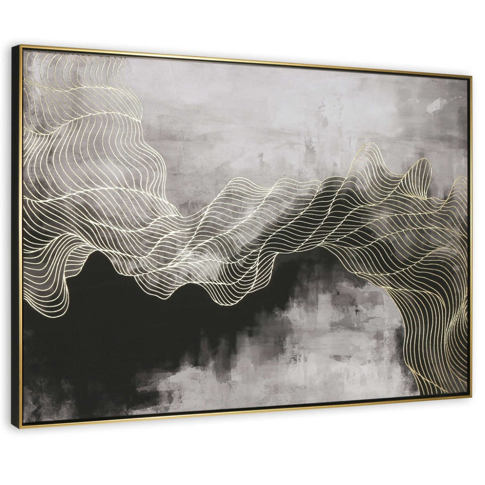 HomeRoots Golden Path Hand-Painted Gold Floater Frame Canvas Art - Contemporary Glamour for Any Space! 576565
