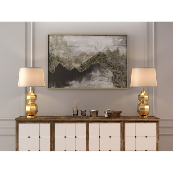 HomeRoots Golden Path Hand-Painted Gold Floater Frame Canvas Art - Contemporary Glamour for Any Space! 576565
