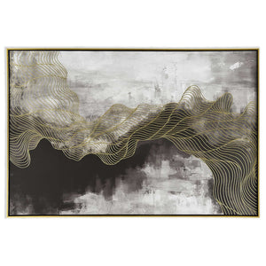HomeRoots Golden Path Hand-Painted Gold Floater Frame Canvas Art - Contemporary Glamour for Any Space! 576565