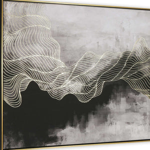 HomeRoots Golden Path Hand-Painted Gold Floater Frame Canvas Art - Contemporary Glamour for Any Space! 576565