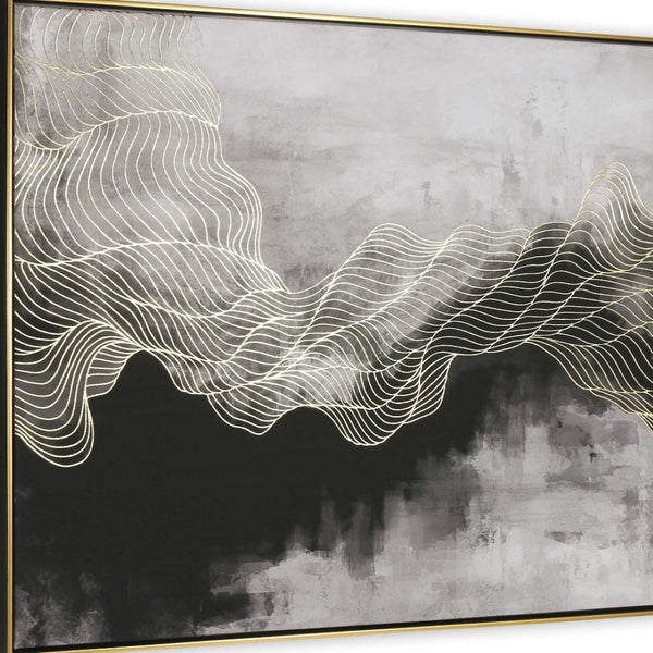 HomeRoots Golden Path Hand-Painted Gold Floater Frame Canvas Art - Contemporary Glamour for Any Space! 576565