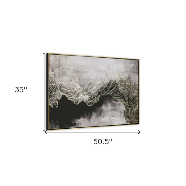 HomeRoots Golden Path Hand-Painted Gold Floater Frame Canvas Art - Contemporary Glamour for Any Space! 576565