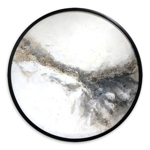 HomeRoots Marble Sphere Wall Art – Hand-Painted Black Framed Painting for Modern Farmhouse Decor Elegance 576566