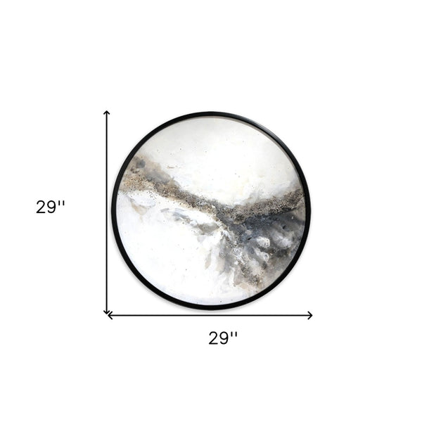 HomeRoots Marble Sphere Wall Art – Hand-Painted Black Framed Painting for Modern Farmhouse Decor Elegance 576566