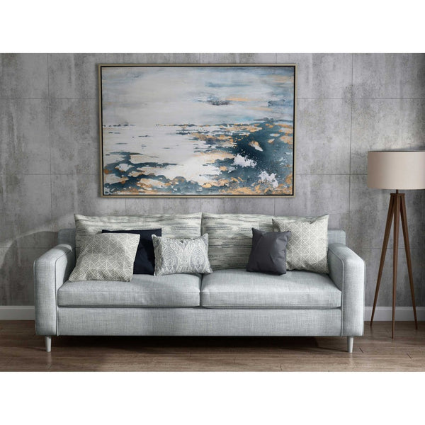 HomeRoots Deep Sea Hand-Painted Canvas Art in Silver Floater Frame | Bold Nautical Decor for Any Space 576567