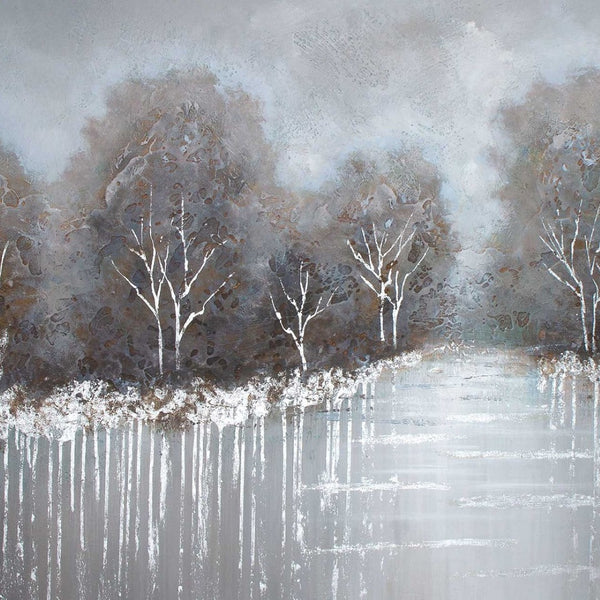 HomeRoots Deep Woods Hand-Painted Canvas in Gold Floater Frame - Stunning Forest Wall Art for Home Décor 576568