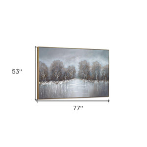 HomeRoots Deep Woods Hand-Painted Canvas in Gold Floater Frame - Stunning Forest Wall Art for Home Décor 576568