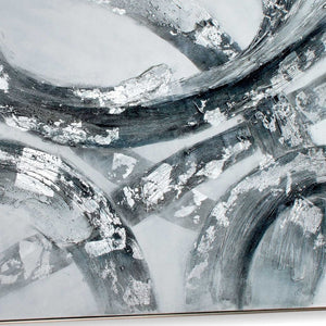 HomeRoots Caspian Hand-Painted Contemporary Silver Floater Frame Canvas Art for Stunning Home Decor 576569