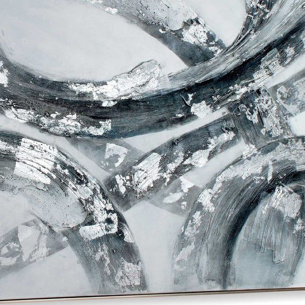HomeRoots Caspian Hand-Painted Contemporary Silver Floater Frame Canvas Art for Stunning Home Decor 576569