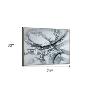 HomeRoots Caspian Hand-Painted Contemporary Silver Floater Frame Canvas Art for Stunning Home Decor 576569