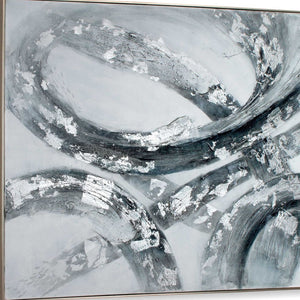 HomeRoots Caspian Hand-Painted Contemporary Silver Floater Frame Canvas Art for Stunning Home Decor 576569